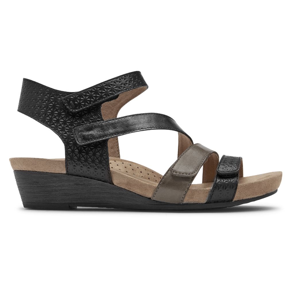 Sandale Cu Pene Rockport Dama Cobb Hill Hollywood 4-Strap Negrii - Romania 6327-KUGVE